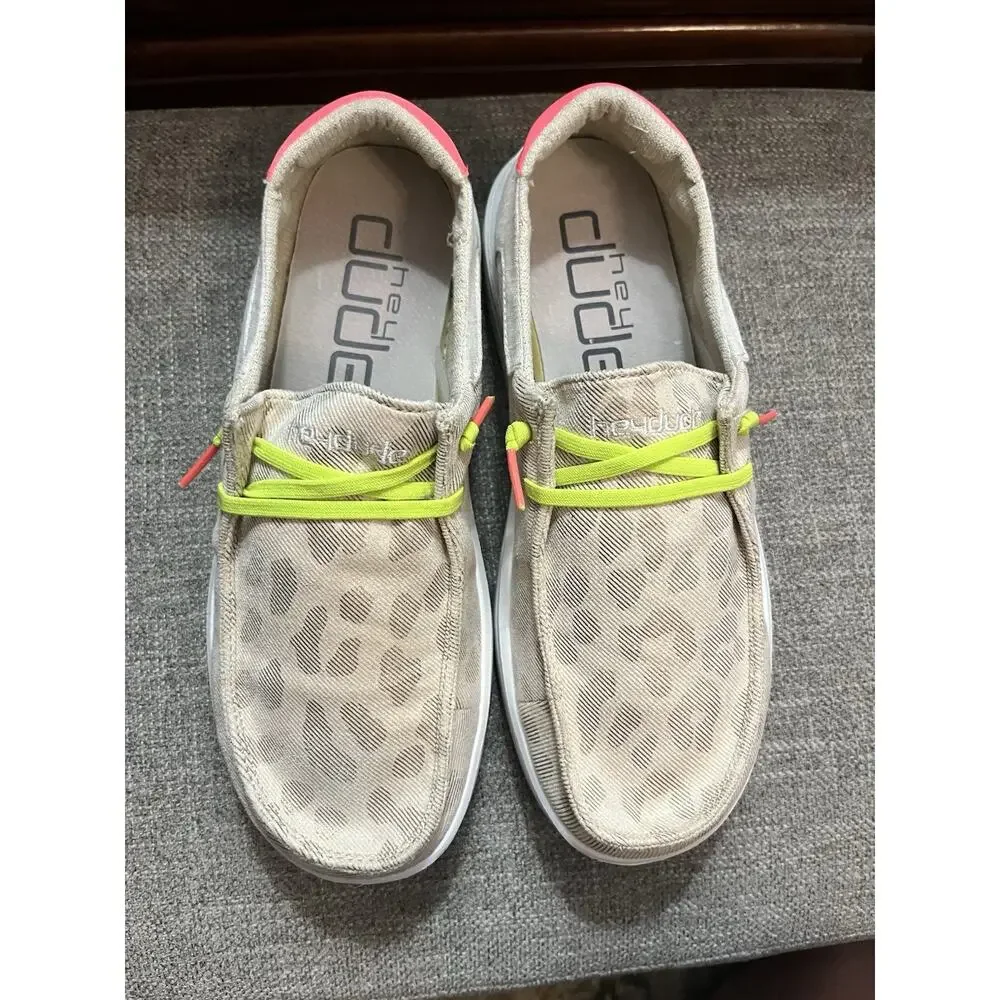 Hey Dude Wendy Rise Leopard Neon Shoes Women’s 8